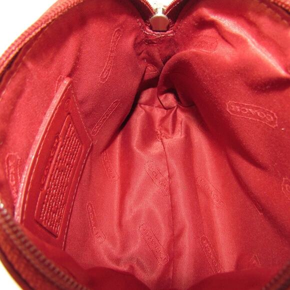 Coach Red Leather Dome Wristlet / Cosmetic Bag - Picture 8 of 9